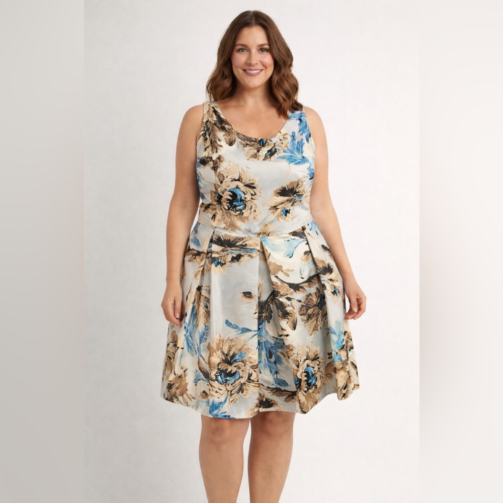 Danny and Nicole Skirted Dress Floral Motif Ladies Size 16